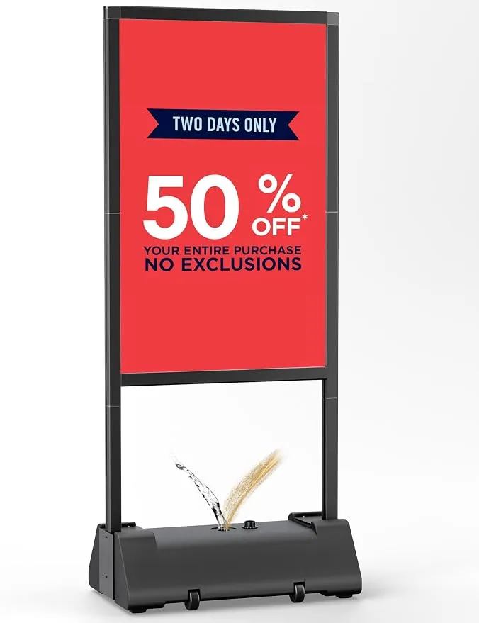 GUOHONG 8.5x11 Inch Restaurant Sign Holder, Adjustable Floor Stand with Quick-Change Snap Frame & Anti-Glare Cover for Menu and Poster Display