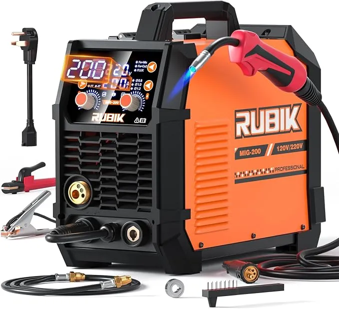 RUBIK MIG Welder 110V Flux Core Welder Stick MMA LIFT TIG 3 in 1 Welding Machine with IGBT Inverter Portable Gasless Welder Equipment with Welding Wire Pink