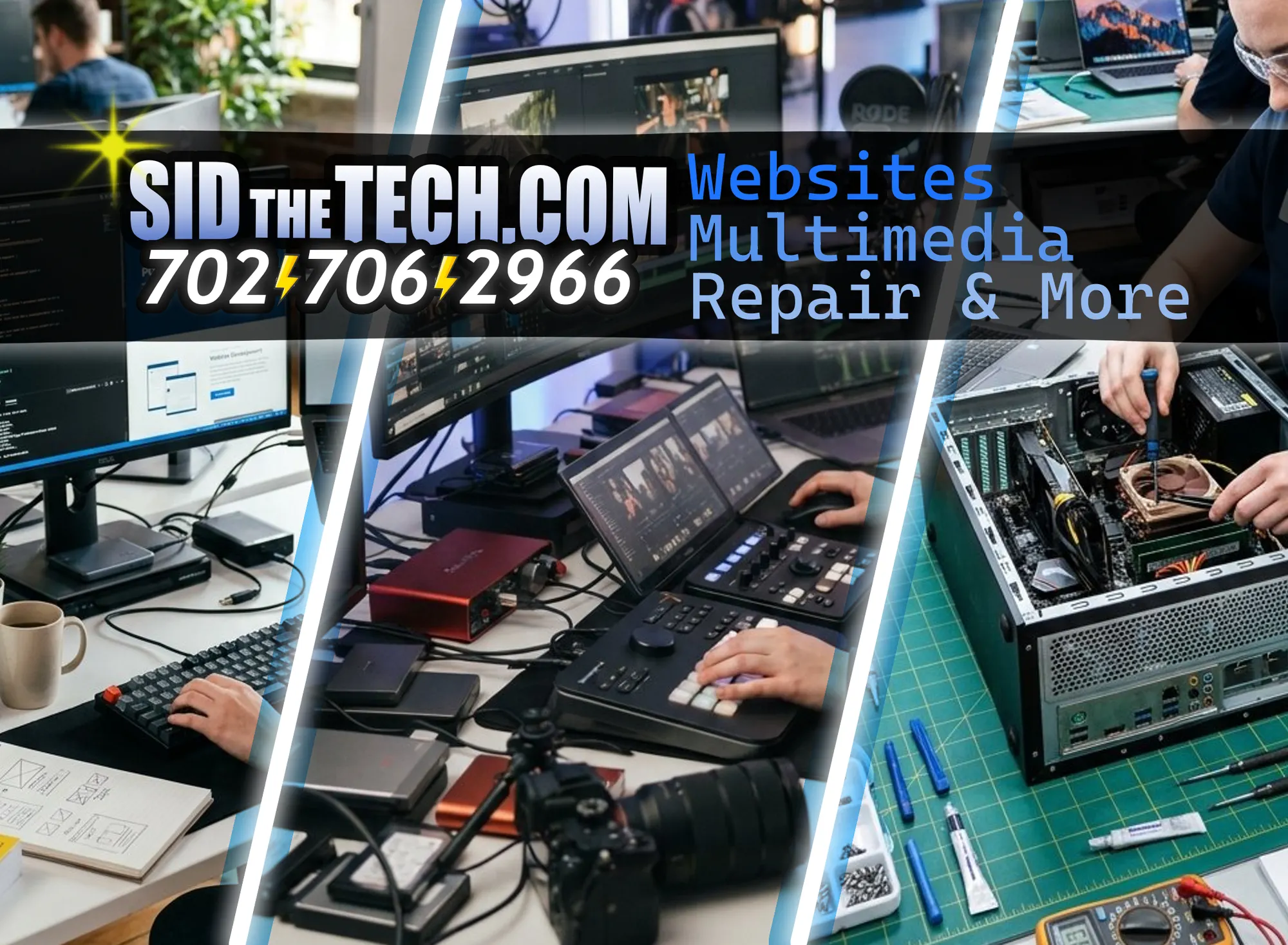 SidTheTech.com mailer, back: websites, multimedia, repair and more. Call 702-706-2966.